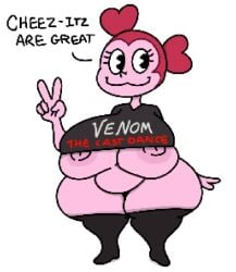 1girl 2d 2d_(artwork) :3 ass big_ass big_breasts breasts breasts_out cartoon_network female female_only gem gem_(species) pink_body pink_nipples red_hair spinel_(steven_universe) steven_universe tagme text text_bubble text_on_clothing theslashfive