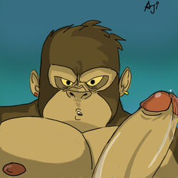 aji_arts ape big_pecs gorilla male male_focus male_only mammal muscular nipples no_humans nude pecs penis precum primate uncut