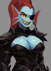 armor big_breasts cleavage undertale undertale_(series) undyne uzunote