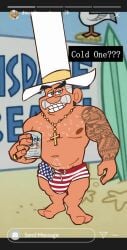 beach bedroom_eyes chest_hair corona_(beer) cowboy_hat doug_dimmadome hairy looking_at_viewer male nickelodeon swimsuit tagme tagme_(artist) tattoo the_fairly_oddparents wanting_sex