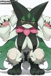 ai_generated big_breasts breasts feline female furry giant_breasts gigantic_breasts huge_breasts large_breasts meowscarada pawpads paws pok&eacute;mon_(species) pokemon pokemon_(species) seductive squatting yiff