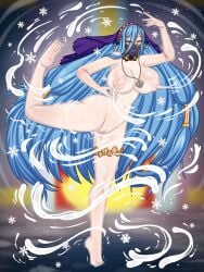 1girl 1girls areola areolae azura_(fire_emblem) azura_(performing_arts)_(fire_emblem) barefoot big_nipples blue_hair breasts commission covered_in_milk dancer dancer_outfit dancing erect_nipples female female_only fire_emblem fire_emblem_fates fire_emblem_heroes gold_eyes highres huge_breasts lactating lactation lactation_without_expressing large_breasts long_hair looking_at_viewer loutaniart magic milk milk_stream milkbending mouth_veil mysterious_dancer nintendo nipples nude nude_female pendant perky_breasts perky_nipples pink_nipples puffy_nipples pussy pussy_juice seductive shaved_pussy snowflake snowflakes solo solo_female story_at_source veil very_long_hair wide_hips yellow_eyes