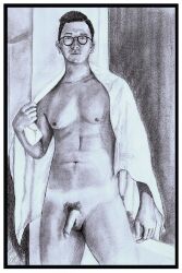 asian asian_male birthday_suit cock_out gay gay_male hand_drawn handdrawn handdrawn_art male male_only naked naked_male nude nude_male pencil pencil_(artwork) pencil_sketch self_upload sketches_by_adab towel_boy towel_only