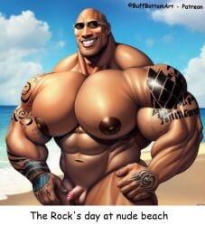 ai_generated bara_tits bodybuilder buffbottomart celebrity dwayne_”the_rock”_johnson gay male male_only micropenis muscular tagme wwe