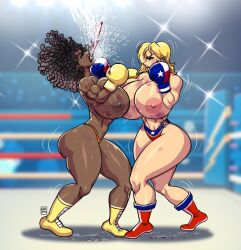 2girls ass athletic athletic_female big_ass big_breasts big_muscles big_thighs blue_eyes boxing boxing_gloves boxing_ring breasts brown-skinned_female brown_body brown_eyes brown_skin bust busty catfight chest curvaceous curvy curvy_figure dark-skinned_female dark_skin digital_media_(artwork) duo female female_focus female_only fight fit fit_female gabocaricaturas gloves hips hourglass_figure huge_ass huge_breasts human large_ass large_breasts legs light-skinned_female light_skin lily_(jackthesoul) lips lipstick mature mature_female multiple_girls muscular original original_character original_characters red_lipstick slim_waist sweat texas_flag_boxing_gloves texas_flag_panties thick thick_ass thick_butt thick_hips thick_legs thick_thighs thighs topless topless_boxing voluptuous voluptuous_female waist wide_hips yellow_boxing_gloves yellow_gloves zoya_sisay