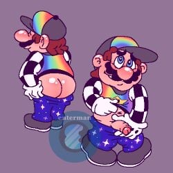 blush enterman male male_only mario mario_(series) penis self_upload toony undressing