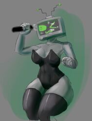 1girls 2d ass bunnysuit cum female handjob humanoid omegatronic robot robot_girl robot_humanoid screen_face solo tights tv_head weird