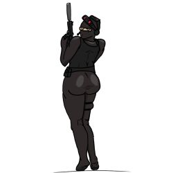 1girls 2d artist_request ass black_ops_(half-life) black_ops_assassin female female_only half-life half-life_(series) human human_female human_only looking_at_viewer solo