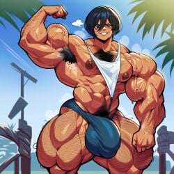 1boy abs ai_generated armpit_fetish armpit_hair armpits arms_up attack_on_titan balls_under_clothes biceps big_bulge big_muscles big_penis bulge chest_hair extreme_muscles genderswap_(ftm) hairy_armpits hairy_arms hairy_chest male male_only manly mikasa_ackerman muscular muscular_male pecs pectorals penis penis_under_clothes rule_63 shingeki_no_kyojin smile solo tagme veiny_muscles veiny_penis