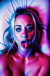 actress ahe_gao ahegao ai ai_generated ai_hands big_breasts celebrity detailed female female_only high_quality hourglass_figure hyperrealistic kaley_cuoco leak leaked looking_at_viewer naked no_bra penny_hofstadter the_big_bang_theory tongue_out unstable_diffusion