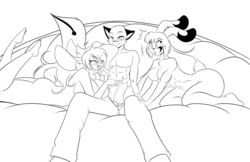 1boy 2017 2girls abs anthro balls bed bedroom big_balls big_breasts big_hair big_penis black_and_white blush breasts canine cleavage clothed clothing curvaceous electricfox777 erection feet female fox hair humanoid_feet jazmin_usagi lagomorph long_hair male mammal mastergodai monochrome muscular muscular_female muscular_male naked nude on_bed open_mouth partially_clothed penis pregnant rabbit rascals reiko_usagi sibling sisters sly_(electronfox777) smile surprised testicles thick_thighs undressing voluptuous wide_hips