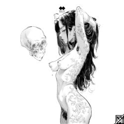 dark_hair ghost godiva_ghoul goth_girl light-skinned_female nude nude_female skull tattoos