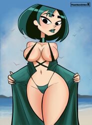 1girls areolae artist_name beach big_breasts bikini busty cartoon_network choker female female_only gwen_(tdi) hourglass_figure huge_breasts large_breasts lipstick phamthomstrikerx revealing_swimsuit self_upload slim_waist solo thick_thighs total_drama_island voluptuous voluptuous_female wide_hips