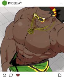 1boy bara barazoku capcom dark-skinned_male dark_skin dee_jay hyaku_(artist) male male_only muscular muscular_male penis solo solo_male street_fighter