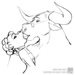 adam_wan beefy bull daddy feline male/female manly size_difference tongue_in_mouth zaush