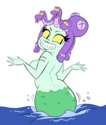 back_view breasts cala_maria cuphead_(game) female herny nude sideboob solo