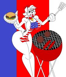 4th_of_july barbecue big_breasts big_hips cartoony creampie_the_dog dog_collar dog_girl food furry gloves hamburger holidays looking_at_viewer marlon64 microsoft_paint naked_apron naked_female ribbon sausage solo_female white_body white_fur white_hair wink