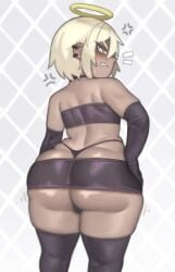 1boy angel angry angry_face ass ass_focus big_ass big_butt big_thighs femboy gabi_(kelvin_hiu) kelvin_hiu male male_only original short_hair shortstack shortstack_femboy tagme thick_thighs white_hair