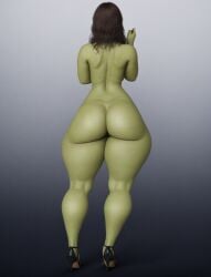 ai_generated big_ass black_hair borednlonely bottom_heavy butterface curvy green_skin high_heels thick_legs thick_thighs ugly_female wide_hips witch