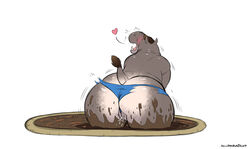 ahe_gao anthro ass big_butt blush brown_hair butt_expansion closed_eyes clothing female gillpanda grey_skin growth hair heart hippopotamus huge_butt human human_to_anthro looking_pleasured mammal mud orgasm pussy pussy_juice saliva sharp_teeth simple_background slightly_chubby solo tail_growth teeth thick_thighs torn_clothing transformation varky wide_hips