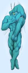 1_eye abs absurd_res antennae_(anatomy) anthro balls big_muscles big_penis copepod dakimakura dakimakura_design erection evil_grin genitals grin hi_res hourlessmage huge_cock humanoid_genitalia humanoid_penis hyper hyper_genitalia hyper_penis male marine muscular nickelodeon open_mouth pecs penis plankton_(species) red_eyes sheldon_j._plankton smile solo spongebob_squarepants vein veiny_penis yellow_sclera