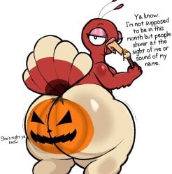 anthro anthro_only ass big_ass boobs breasts bubble_butt cleavage halloween holidays huge_ass lewdewott miitopia nintendo paint paintbrush painting painting_(artwork) tagme tail thick_thighs tits turkey twerkey twerking wide_hips