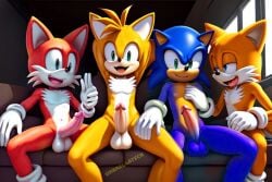 ai_generated cock couch couch_sitting foursome gay gay_orgy hard_cock male/male male_only orgy orgy_sex painting party penis sonic_(series) sonic_the_hedgehog sonic_the_hedgehog_(series) tails_the_fox umbrellatech yaoi
