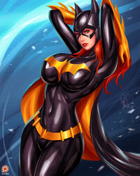 1girls arms_up barbara_gordon batgirl batman_(series) big_breasts dc female female_only hourglass_figure large_breasts solo svoidist