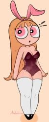 black_leotard blossom_(powerpuff_girls) bunny_ears bunnysuit leotard orange_hair pink_eyes powerpuff_girls red_hair