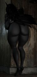 3d 3d_(artwork) anthro ass big_butt black_body blender_(artwork) bom39 bone breasts canid digital_media_(artwork) female mammal nude_anthro nude_female scp-1471 scp-1471-a scp_foundation skull skull_head solo yujian