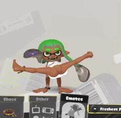 3d accurate_art_style duskizi edit edited edited_image female female_focus female_only green_eyes green_hair inkling inkling_girl legs_apart legs_in_air legs_up mesa_(duskizi) nintendo presenting presenting_pussy pussy pussy_lips reupload screenshot_edit solo splatoon tanned tanned_skin