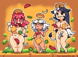 3girls alternate_version_available borger chi-chi_burger chubby_burger female female_only momy_burger multiple_girls original tagme thatguynamedjoe waifu_burger