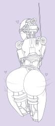 ass assaultron assaultron_(fallout) big_butt butt_focus fallout female heart_symbol hi_res humanoid machine microsoft monochrome not_furry rear_view robot robot_humanoid shaking_butt simple_background sinensian solo