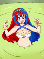 alear_(female)_(fire_emblem) alear_(fire_emblem) alternate_costume bikini breasts female female_only fire_emblem fire_emblem_engage nintendo open_mouth quicksand solo swimsuit tightsquish weird white_bikini white_swimsuit