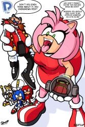 amy_rose dp1up eating eggman giantess hungry knuckles_the_echidna pink_fur pink_skin pink_skirt red_shoes sonic_(series) sonic_the_hedgehog sonic_the_hedgehog_(series) tails tounge_out vore
