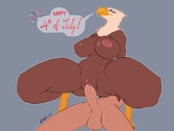 2024 4th_of_july abs accipitrid accipitriform american_eagle animated anthro anthro_penetrated avian bald_eagle balls beak big_breasts big_penis bird bouncing_breasts breasts brown_body clitoral_hood clitoris conditional_dnp crouching crouching_sex digital_media_(artwork) duo eagle erection feathers female female_on_human female_penetrated genitals half-closed_eyes hi_res holidays human human_on_anthro human_penetrating humanoid_genitalia humanoid_penis interspecies looking_at_viewer lying male male/female male_penetrating male_penetrating_female mammal muscular muscular_anthro muscular_female narrowed_eyes navel nipples nude on_back on_bottom on_top penetration penile penile_penetration penis pussy reverse_cowgirl_position sea_eagle sex short_playtime shredded_wheat signature simple_background text thick_thighs vaginal_penetration white_body white_feathers