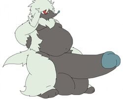 anthro balls belly big_balls big_belly big_penis erection furfrou huge_balls huge_cock hyper hyper_penis male male_only nintendo overweight overweight_male penis pokémon_(species) pokemon rakashama video_games wide_hips