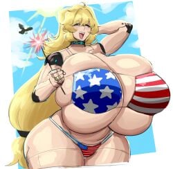 1girls 4th_of_july american_flag_bikini ass big_ass big_breasts bikini blonde_hair breasts cleavage fat_ass female female_focus female_only huge_ass huge_breasts huge_thighs hyper hyper_breasts massive_breasts milf mostly_nude robot robot_girl round_ass s_elbeej smile solo spring_(s_elbeej) thick_ass thick_thighs underboob wide_hips