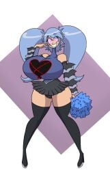 aqua_(kingdom_hearts) bimbofication blue_hair breasts cheerleader corruption da-fuze disney female_only femsub happy_trance heartless kingdom_hearts large_breasts smile spiral_eyes symbol_in_eyes