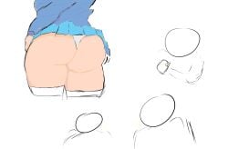 3boys 3boys1girl big_ass big_thighs blue_skirt exhibitionism female flashing jiggle juicy_butt school_uniform schoolgirl showing_ass stockings taking_picture thong unseen_female_face white_panties white_thong