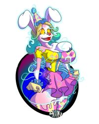 a_witty_name breast_expansion breasts bunny_girl clown femsub furry happy_trance hypnotic_accessory kaa_eyes magic mid-transformation original torn_clothes transformation western