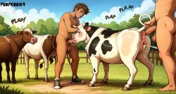 absurd_res ai_generated bovid bovine cattle female feral group hi_res human male male/female male_on_feral mammal pumpkinai69 spitroast trio zoophilia