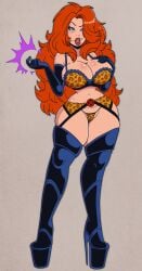 before_and_after bimbofication blue_eyes breast_expansion cameltoe female_only femsub high_heels jean_grey large_breasts long_hair marvel marvel_comics orange_hair post_transformation solo transformation wrenzephyr2 x-men