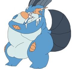 anthro autofellatio balls belly big_balls big_belly big_penis cum cum_in_mouth cum_in_own_mouth cum_inside cum_on_face cum_on_self erection huge_balls huge_cock hyper hyper_penis male male_only masturbation nintendo oral overweight overweight_male penis pokémon_(species) pokemon rakashama swampert video_games wide_hips