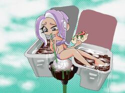 bra eating lounging octoling panties splatoon swimsuit