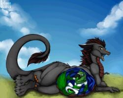 animated anthro belly bigbelly claws darel dragon duo feral machine male male/male mythological_creature mythological_scalie mythology oral_vore protogen protogen_visor scalie soft_vore vore x-ray_(disambiguation) yororo