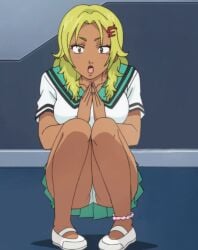 aiura_mikoto panties saiki_kusuo_no_psi_nan school_uniform schoolgirl skirt squatting squatting_position