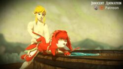 1boy 3d animated breath_of_the_wild doggy_style female fish fish_girl furry innocentanimation interspecies link male mipha monster_girl the_legend_of_zelda zora