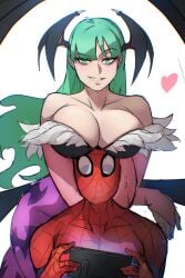 1boy 1girls ass big_ass big_breasts breasts bust busty capcom crossover curvaceous curvy curvy_figure darkstalkers digital_media_(artwork) eastern_and_western_character female female_focus foonie_xd hero hips hourglass_figure huge_ass huge_breasts humanoid large_ass large_breasts legs light-skinned_female light-skinned_male light_skin male male/female marvel marvel_comics marvel_vs._capcom mature mature_female mature_male morrigan_aensland peter_parker slim_waist spider-man spider-man_(series) straight succubus superhero thick thick_hips thick_legs thick_thighs thighs top_heavy voluptuous waist wide_hips