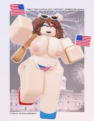 1girls 3d 4th_of_july american_flag_bikini artist_name big_ass big_breasts big_thighs bikini brown_hair busty cheering darby_lockhart eyeshadow female hd milf mommy necklace nipples nsfw nude_female office_lady original_character posing posing_for_the_viewer poster purse roblox robloxian smile studsxxx sunflower sunglasses twitter_username watermark wristwatch